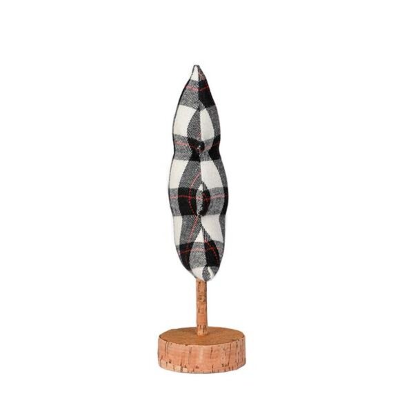 Holiday Time Christmas Plaid Fabric Tree Table Top Decorations in Black - Picture 4 of 10